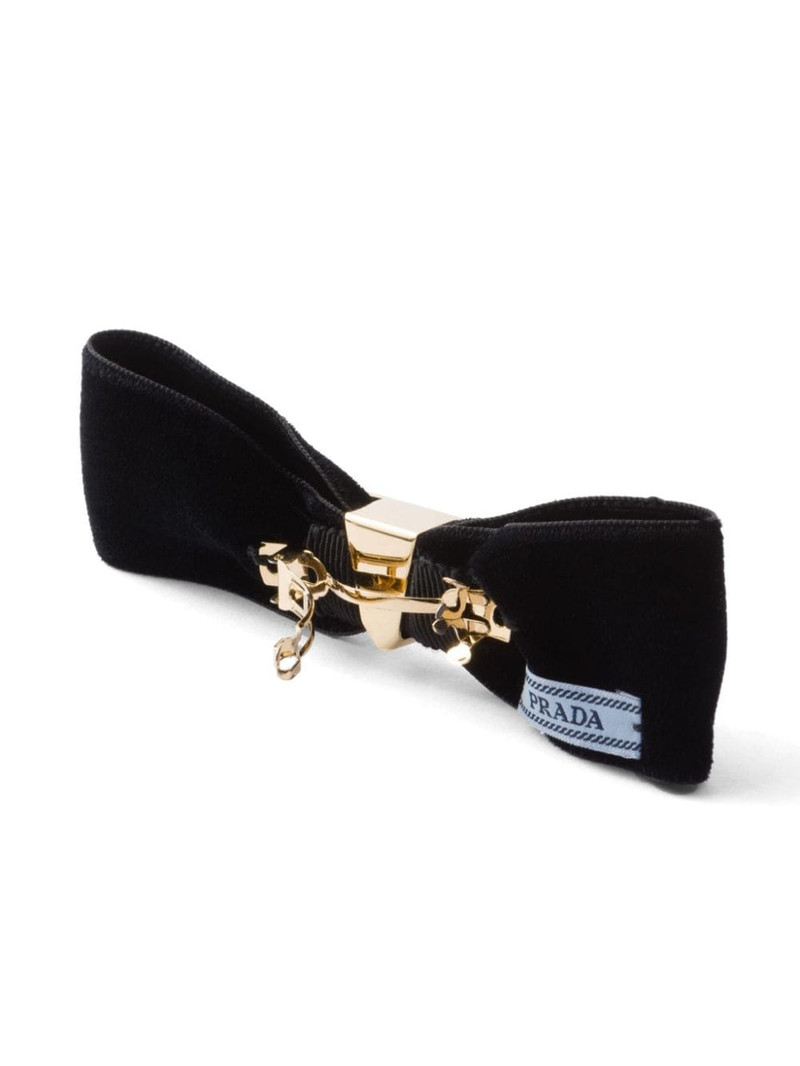 Prada triangle-logo velvet hair clip outlook