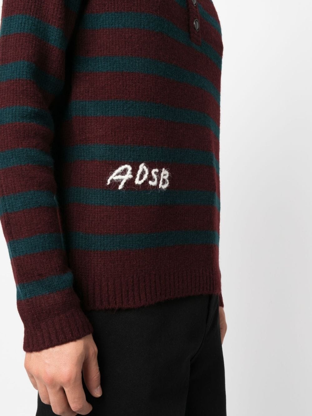 logo-embroidered striped polo shirt - 5