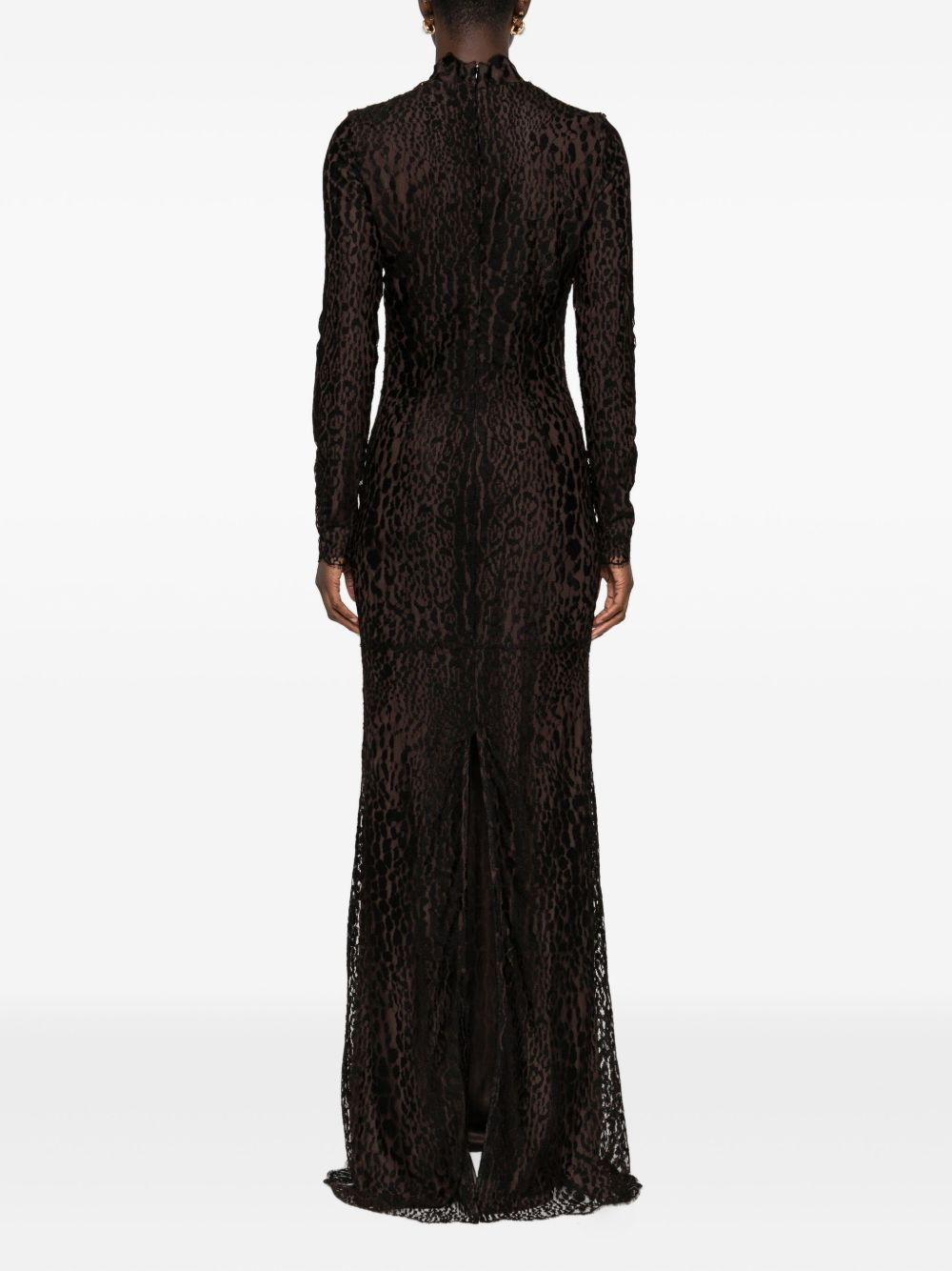 leopard-print high-neck maxi dress - 4