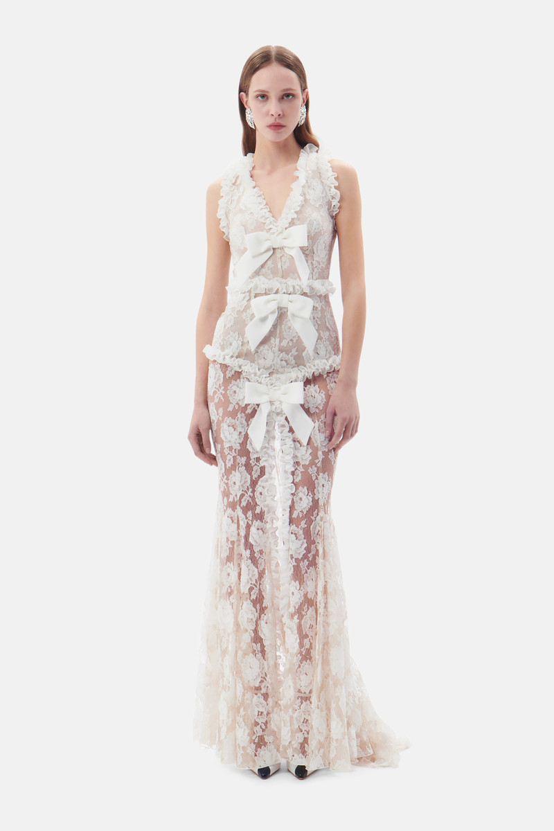 LACE EVENING DRESS WITH VELVET BOWS 4