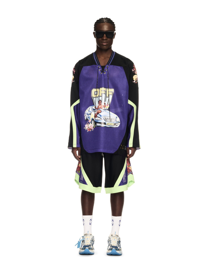 Off-White Black Car Fresco Hockey Shorts outlook