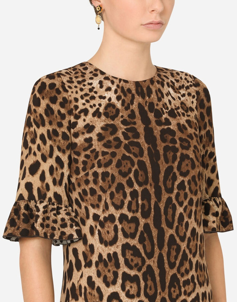 Short leopard-print cady dress 5