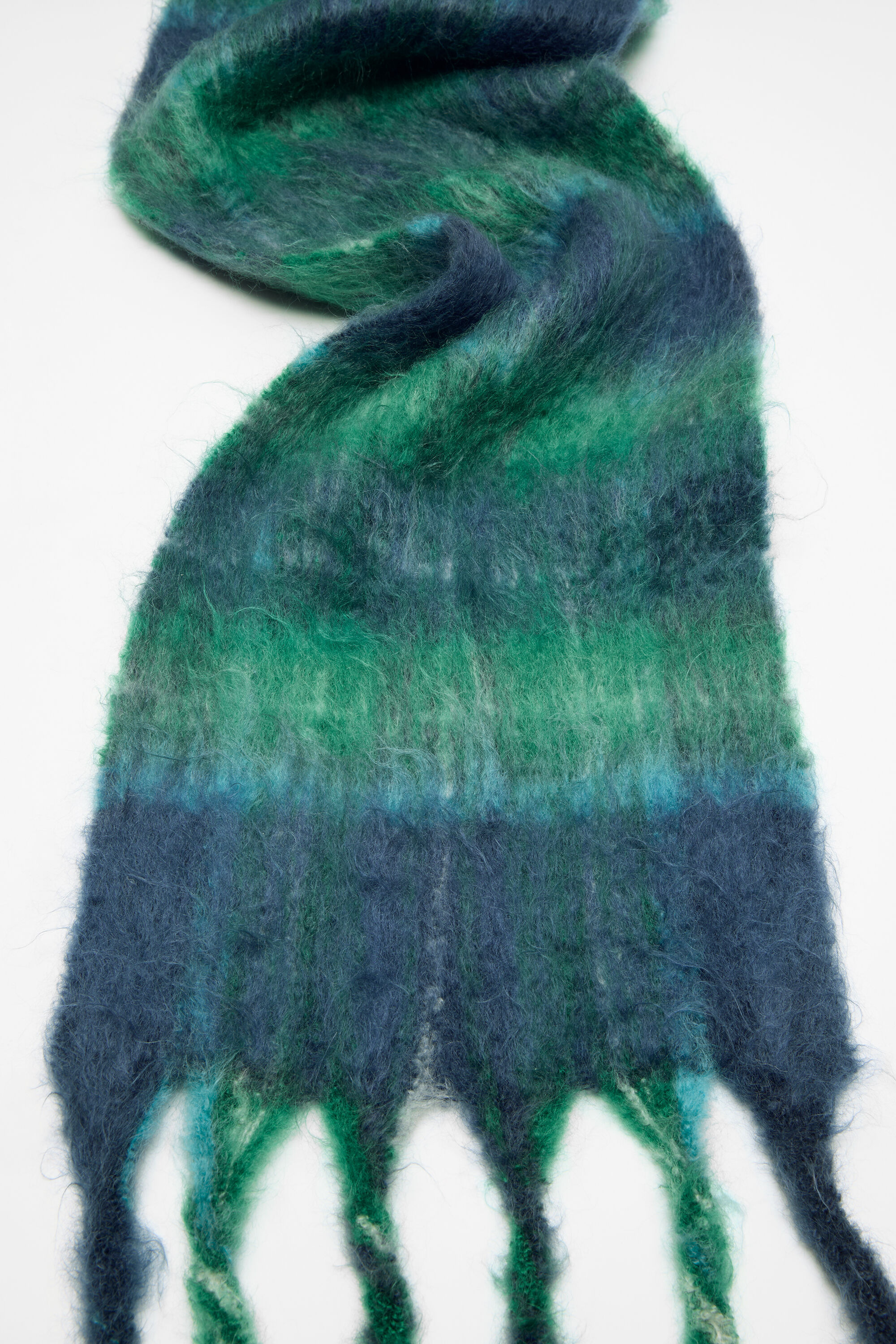 Mohair check scarf - Blue/green - 2