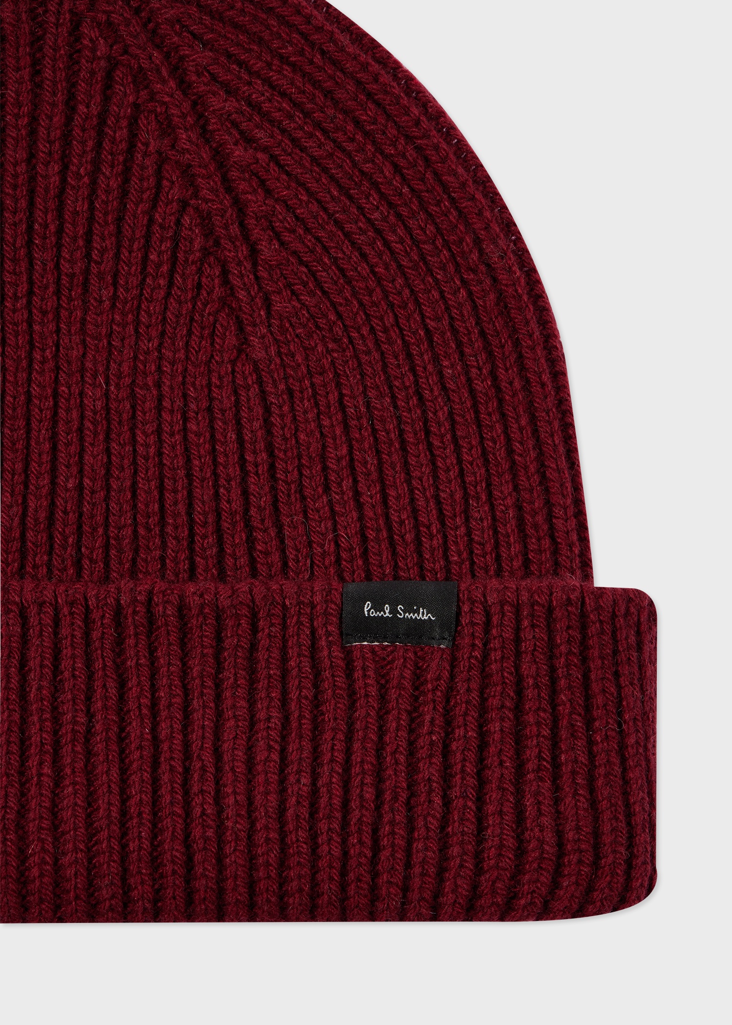Burgundy Cashmere-Blend Ribbed Beanie Hat - 2
