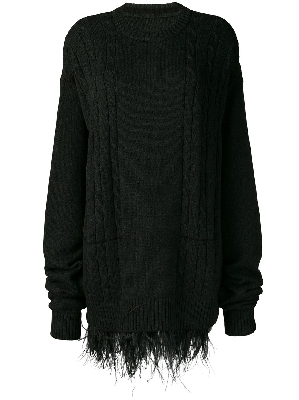 oversized feather trim sweater - 1