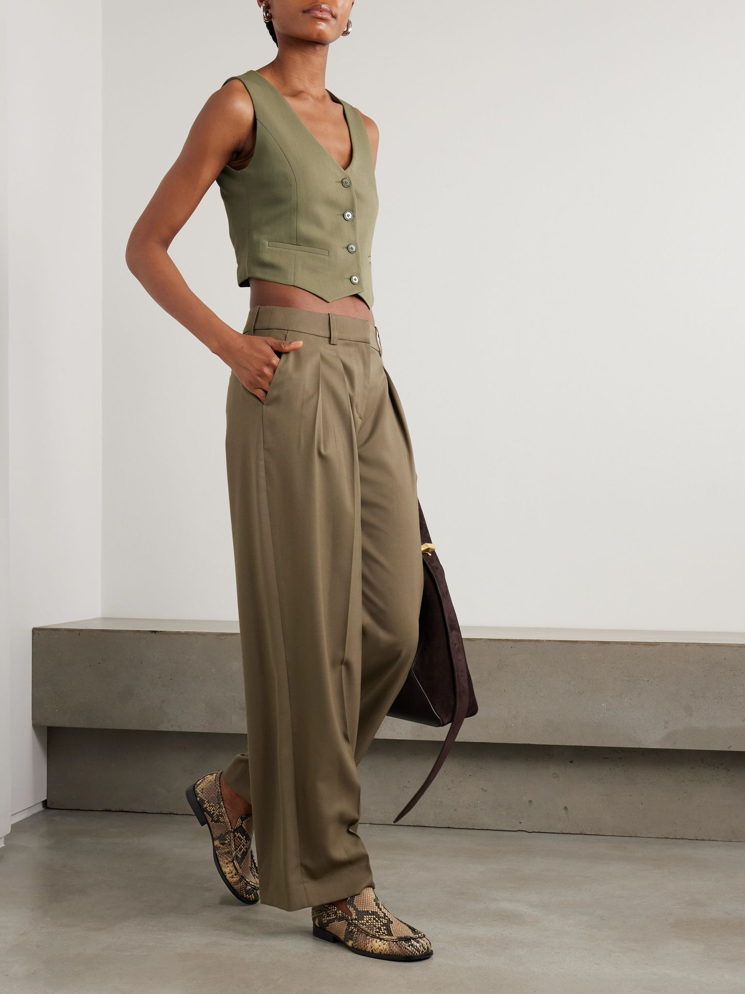 Roma woven vest Army green - 2