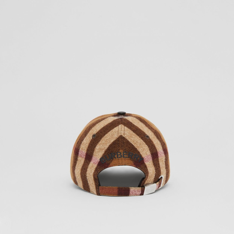 Lambskin Trim Check Wool Baseball Cap 4