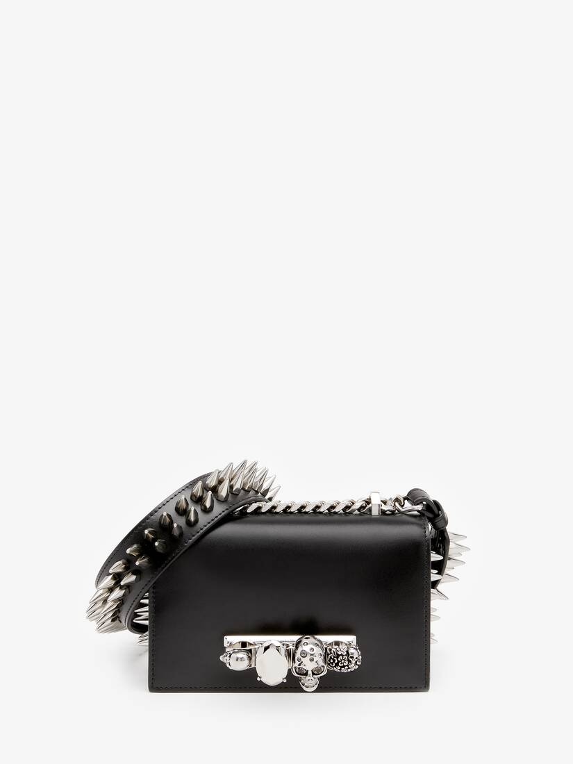 Women's The Biker Studded Mini Jewelled Satchel in Black - 1