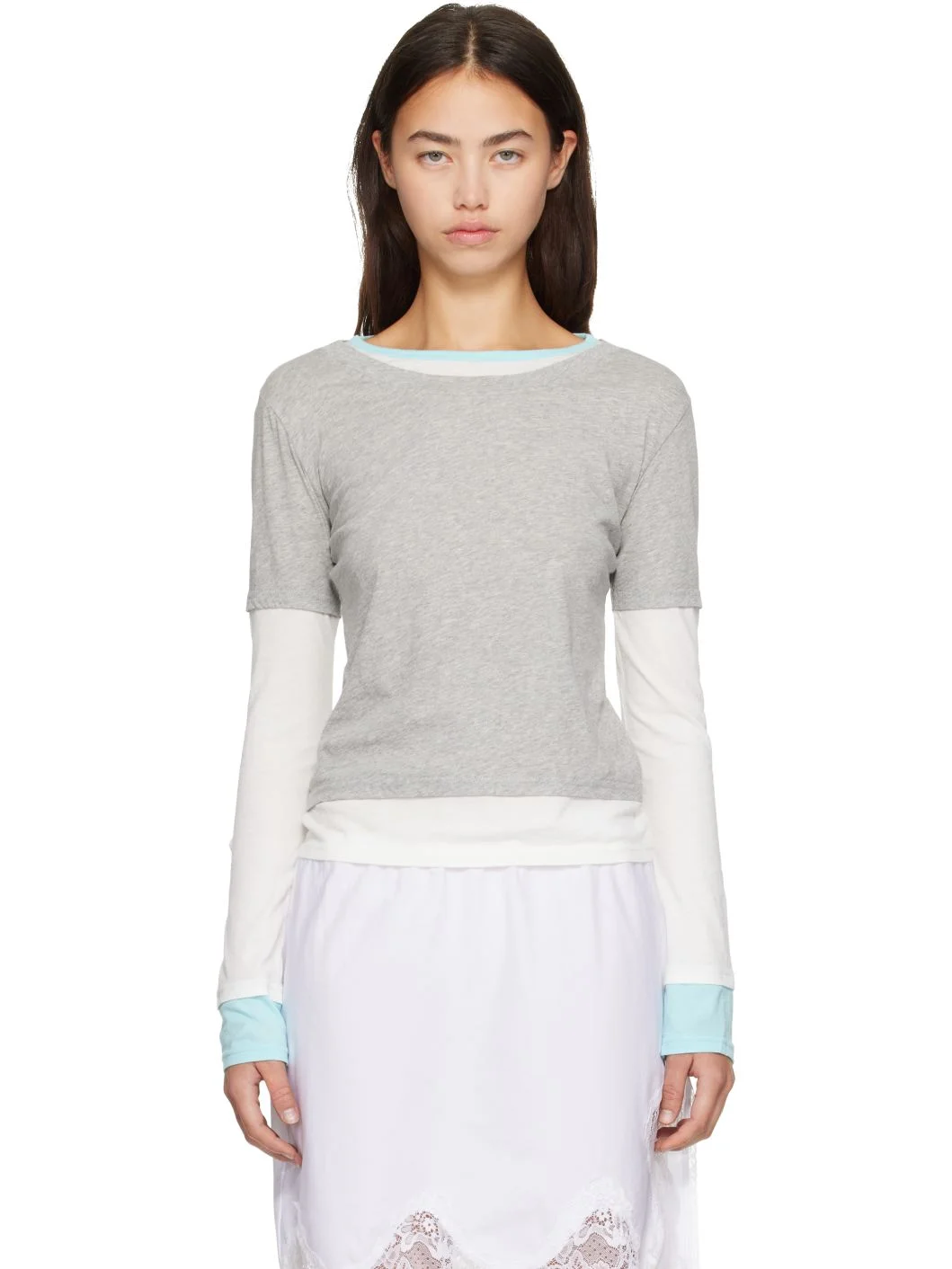 Gray & White Triple T-shirt - 1