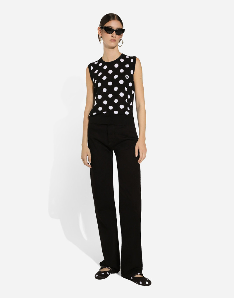Dolce & Gabbana Silk and wool tank top with polka-dot inlay outlook