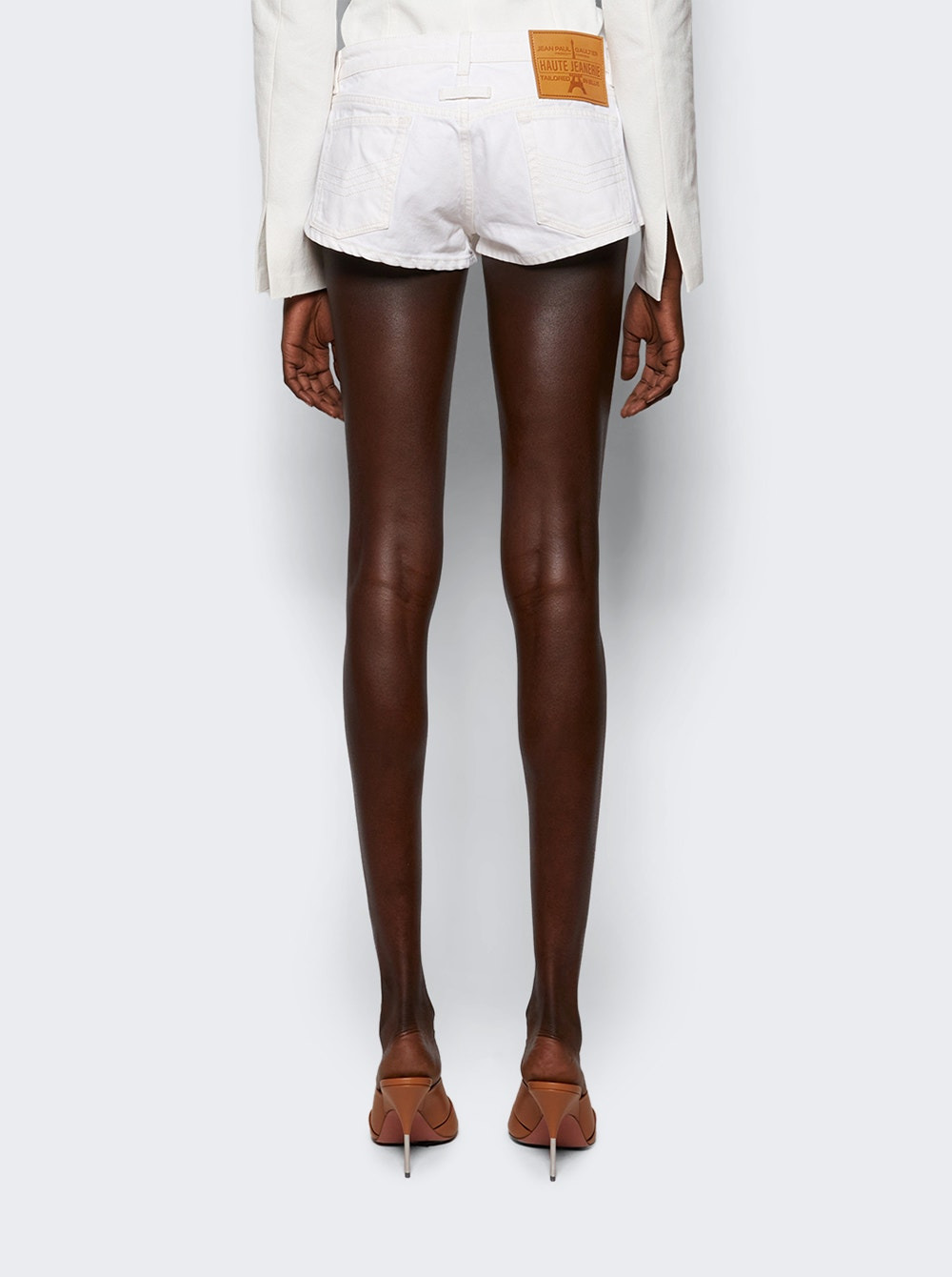 Denim Short With Buttons Details Off White - 4