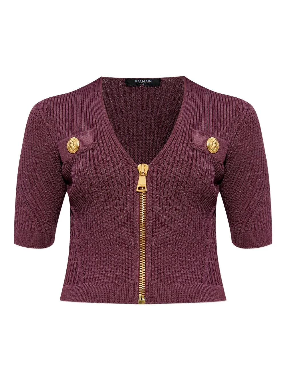 zip-up ribbed top - 1