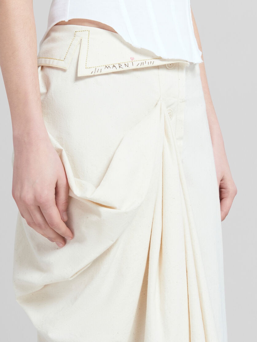 LIGHT BEIGE ORGANIC TOILE SKIRT WITH JACKET LAPELS - 4