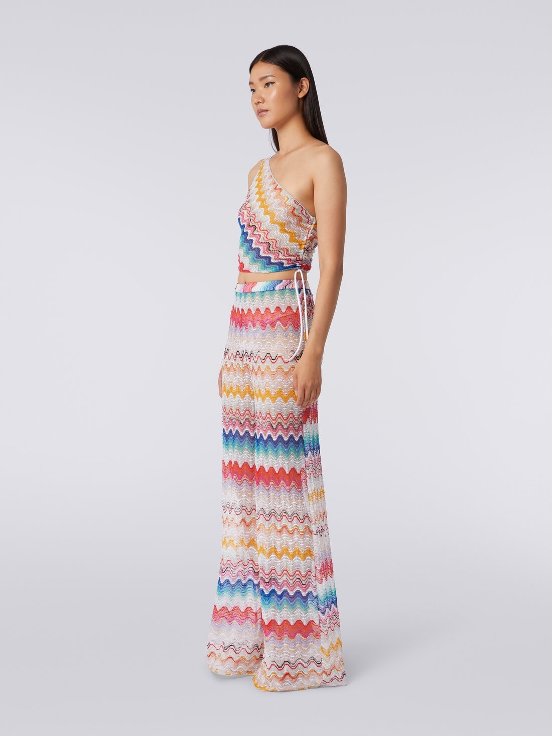 Wave motif cover up trousers with lurex - 3