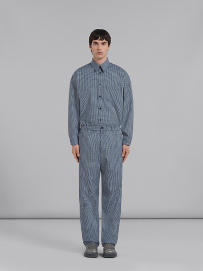 Marni BLUE COMPACT WOOL TRACK PANTS WITH CHECKED MOTIF outlook