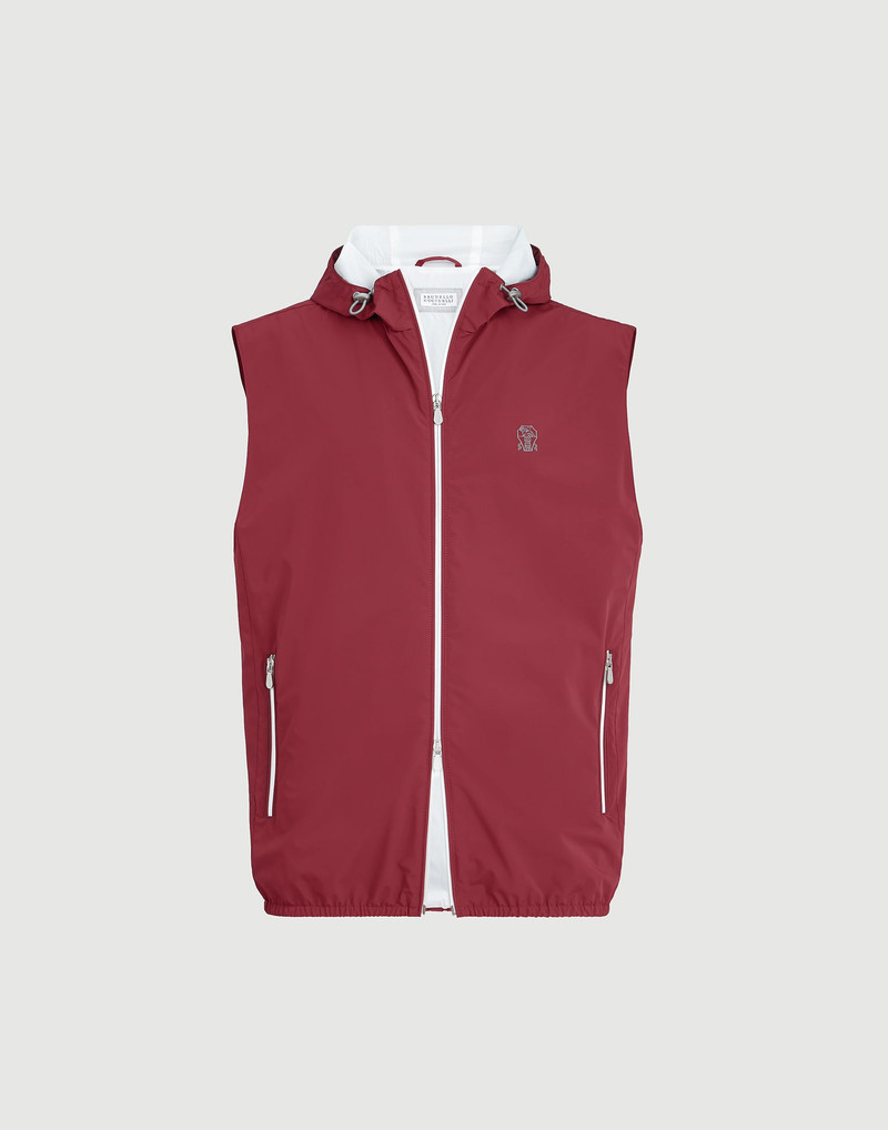 Bonded nylon hooded vest with logo 1