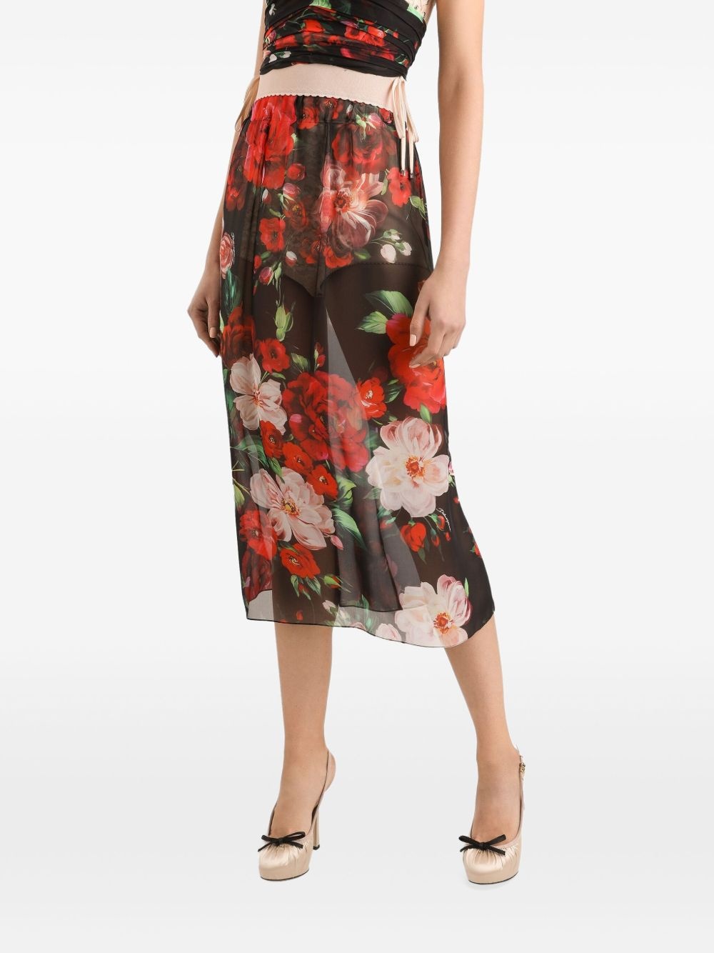 floral-print midi skirt - 4