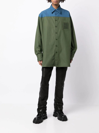 Raf Simons logo-patch panelled shirt outlook