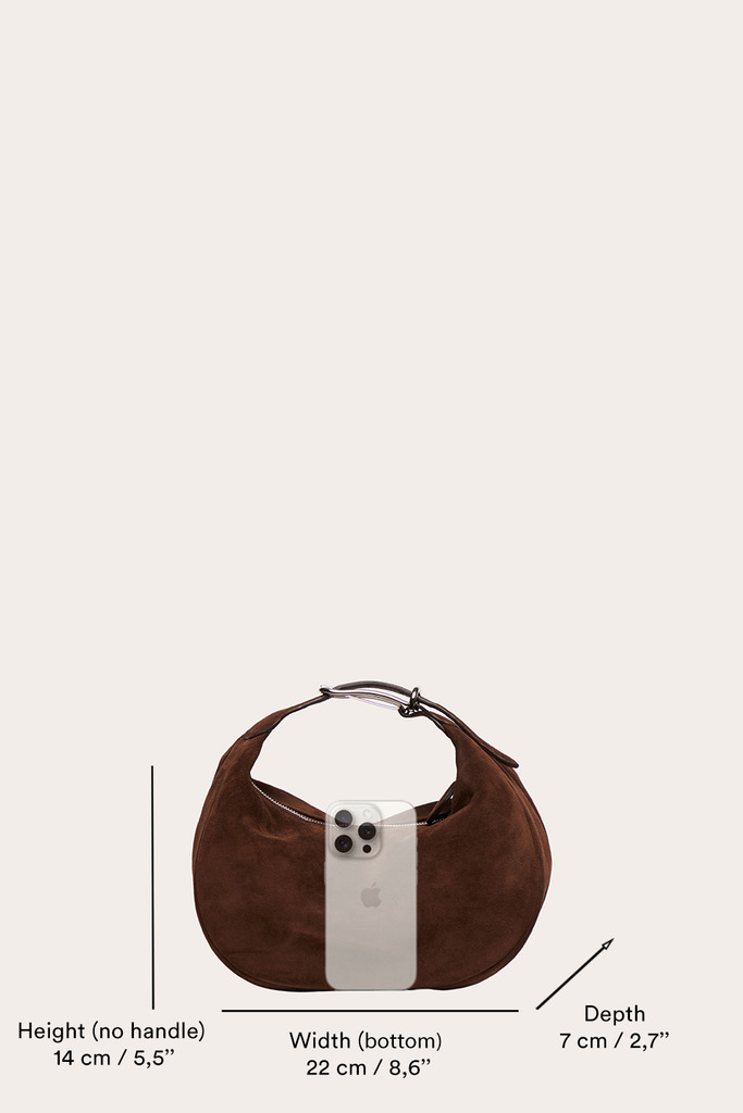 MOON POUCH DARK BROWN SUEDE - 4