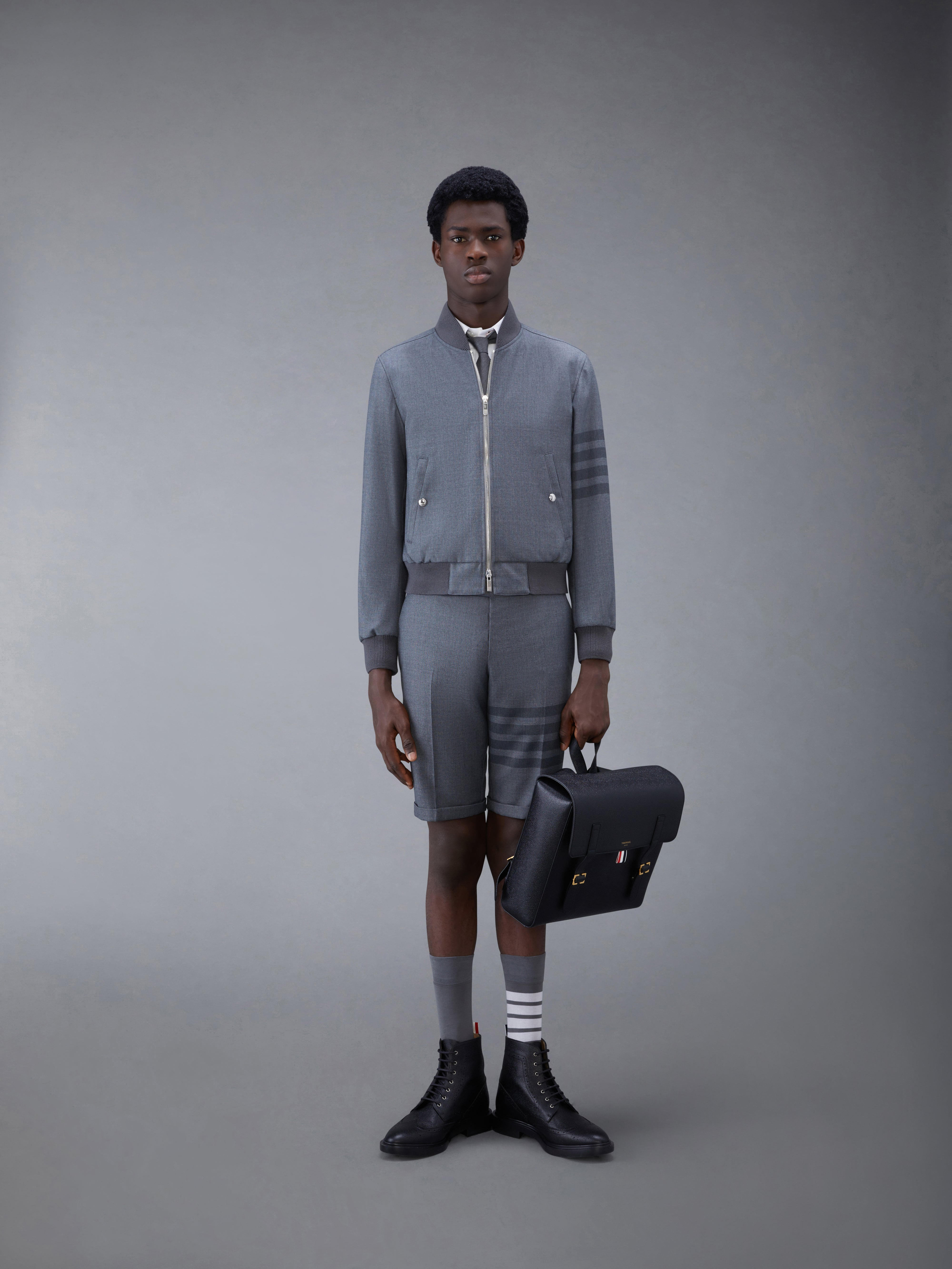 4-Bar Ribbed Knit Blouson Jacket - 3