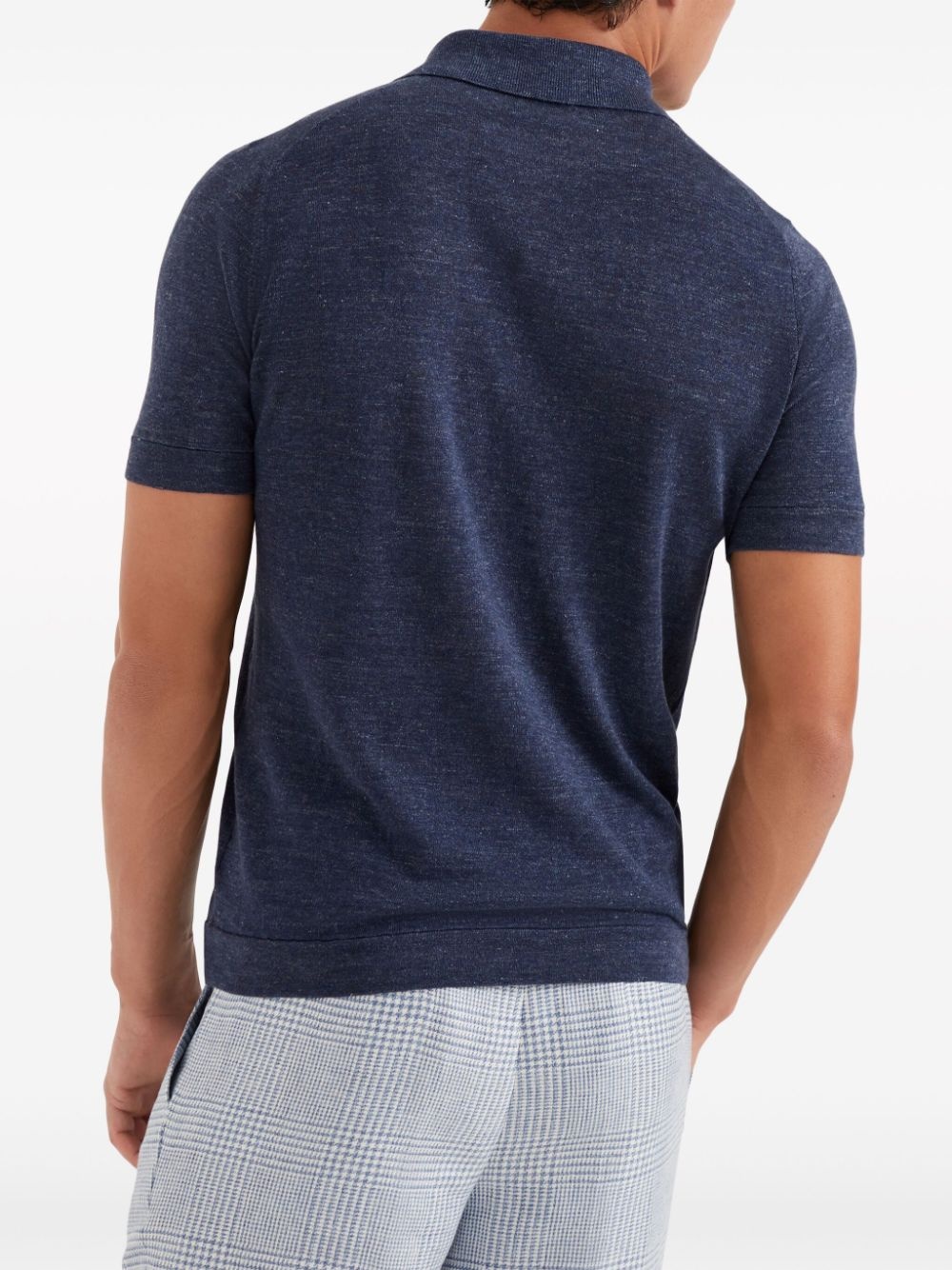 ribbed-collar slub-texture polo shirt - 3