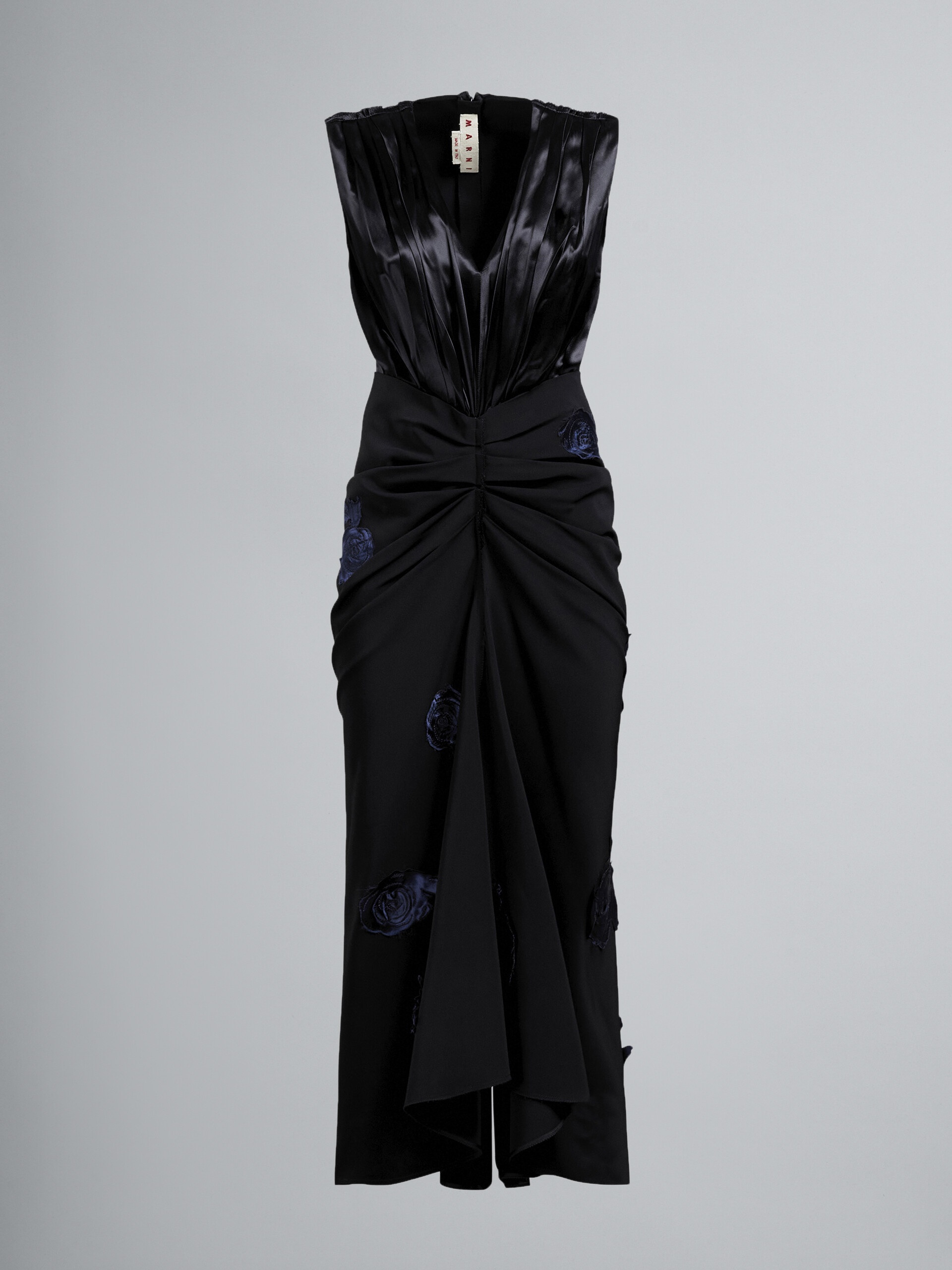 EMBROIDERED STRETCH CADY DRESS - 1