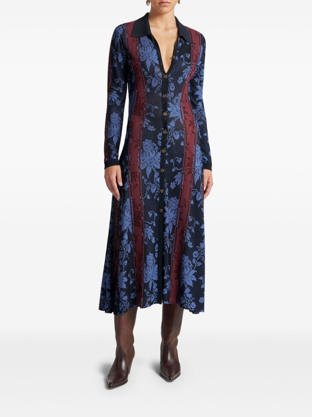 floral jacquard maxi cardigan - 2