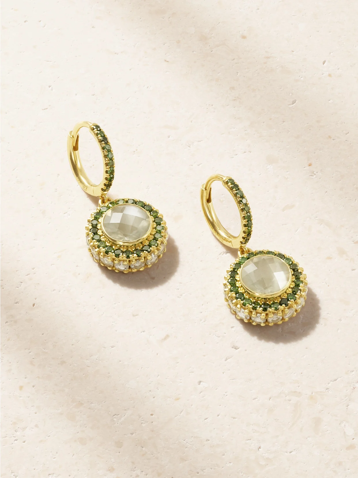 18-karat Gold, Diamond And Moonstone Earrings - 1