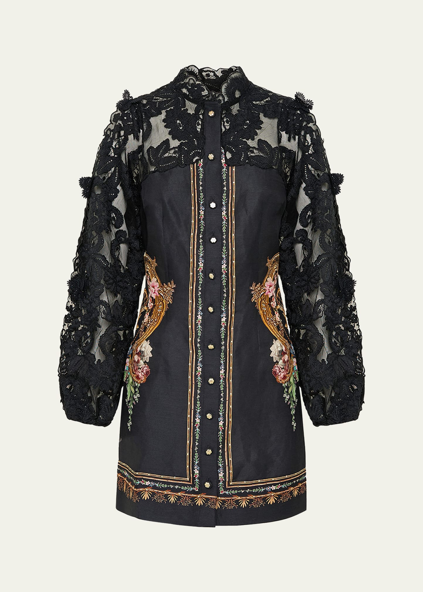 Noble Endeavours Lace Sleeve Mini Dress - 1