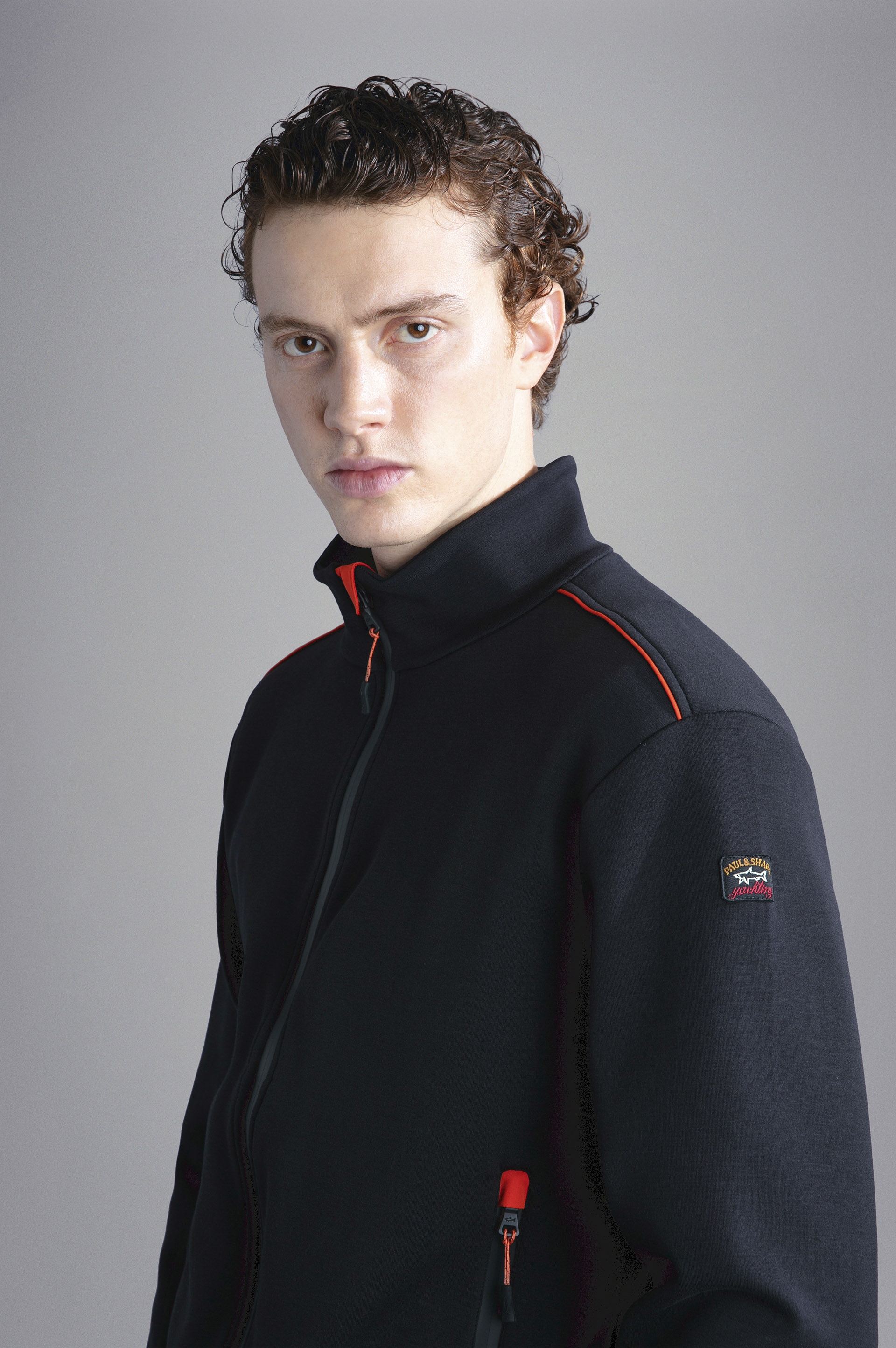 COTTON ZIPPED SWEATSHIRT WITH CONTRASTING DETAILS - 4