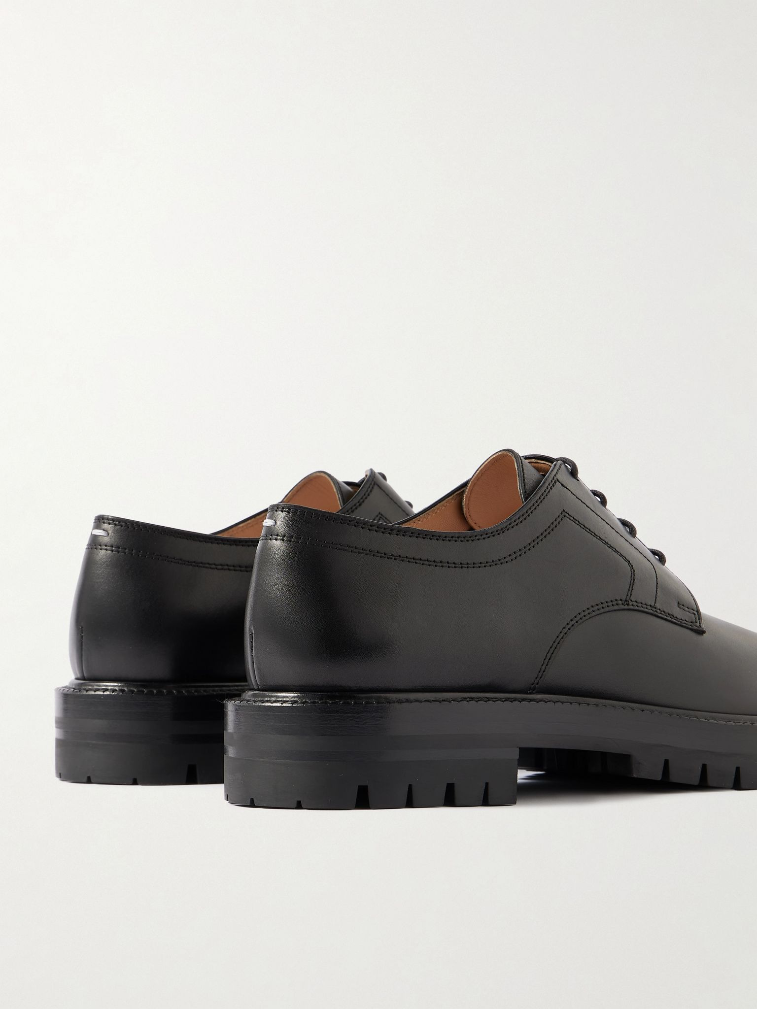 Tabi Split-Toe Leather Derby Shoes Black - 5