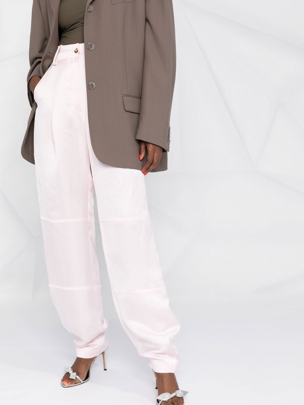 high-waisted wide-leg trousers - 9
