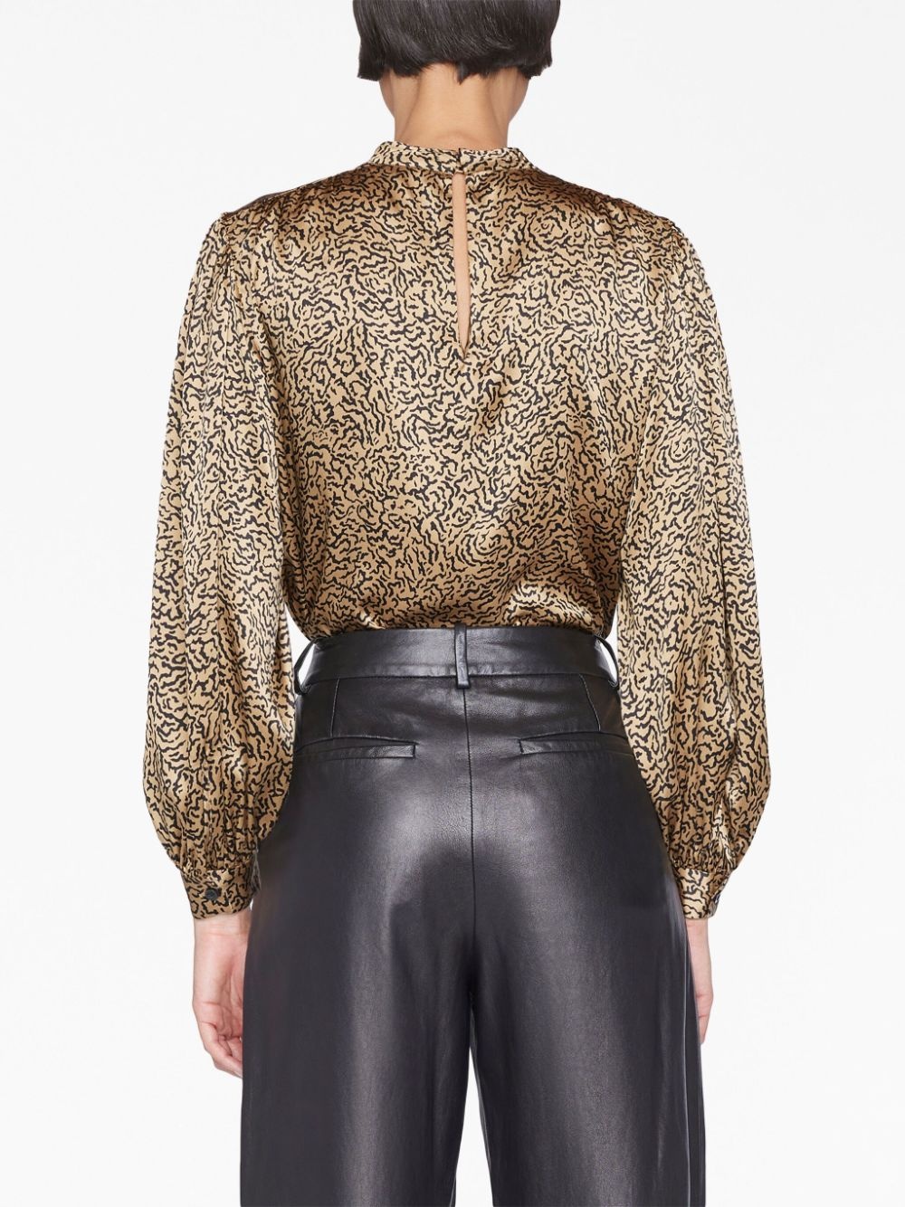 abstract animal-print silk blouse - 4