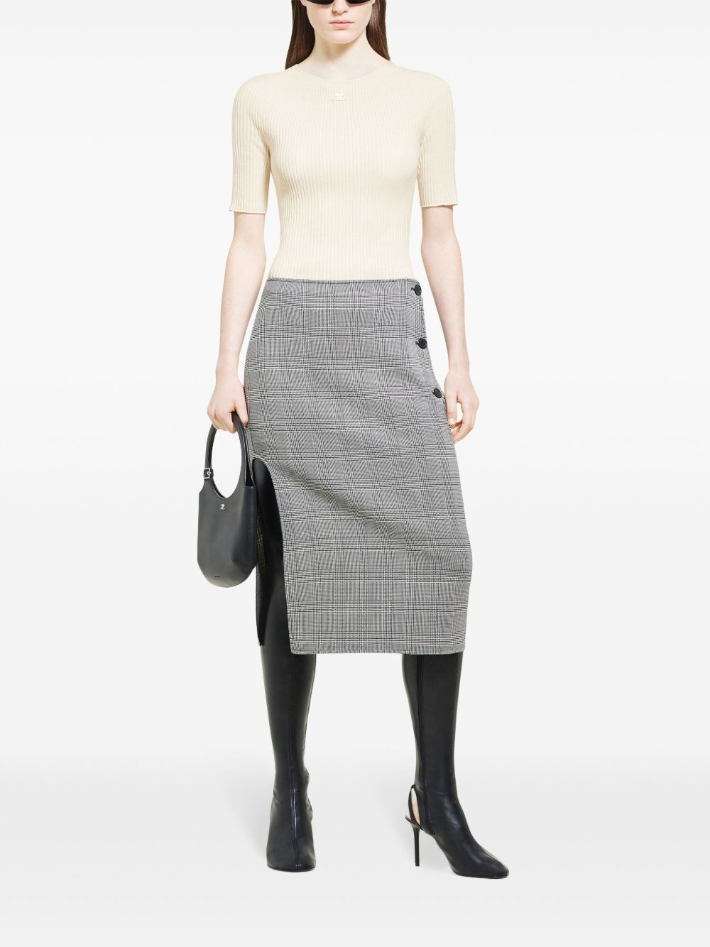 oblique Prince of Wales midi skirt - 2