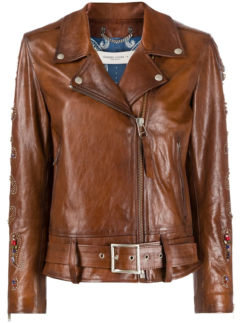 embellished biker jacket - 1