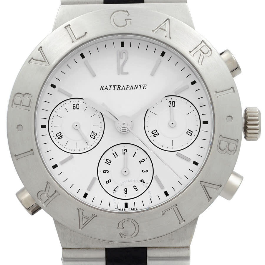 Pre-owned Bvlgari Bvlgari Diagono Chronograph White Dial Men's Watch CH40 PL - 2