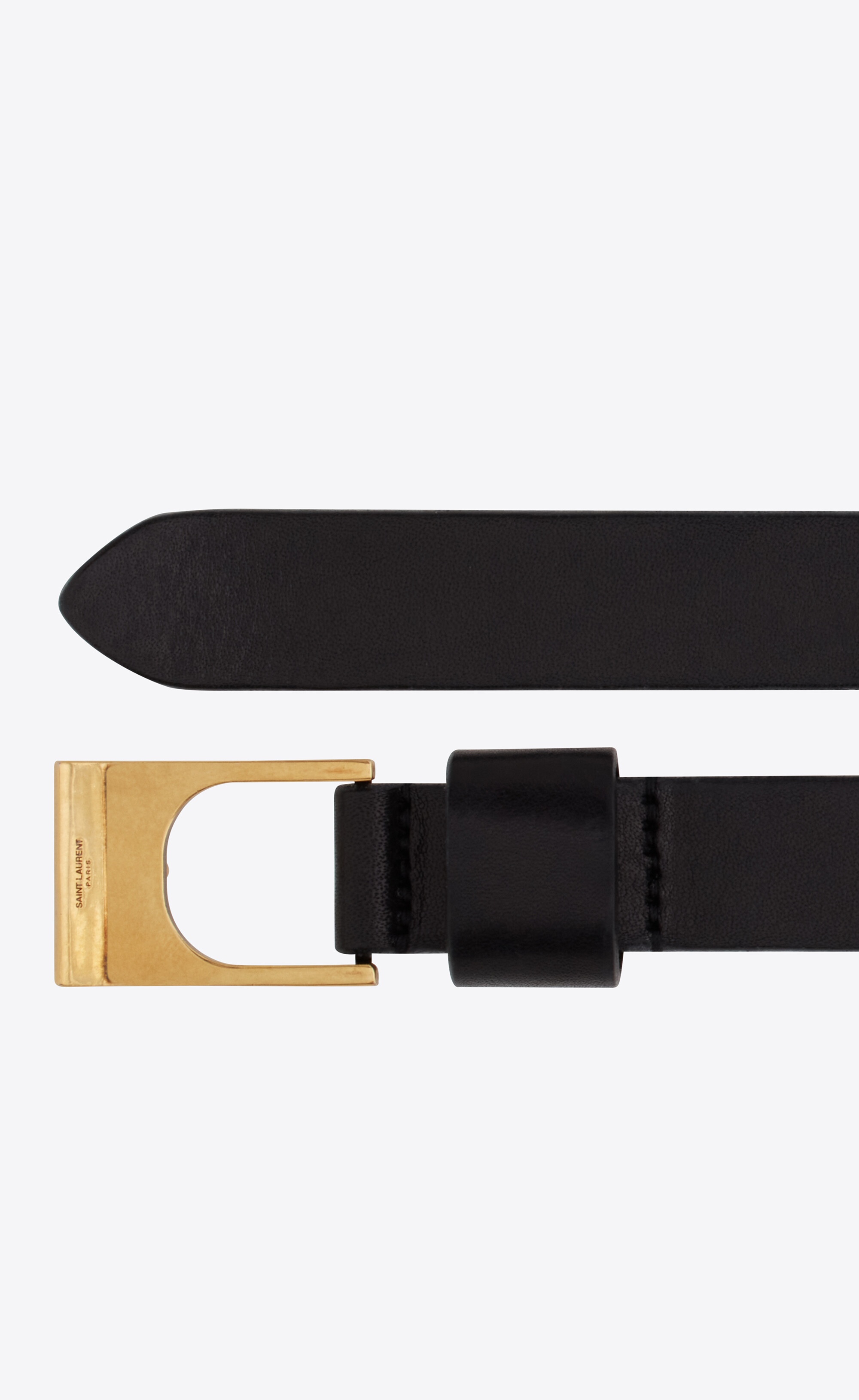 SAINT LAURENT cornée thin buckle belt in vegetable-tanned leather