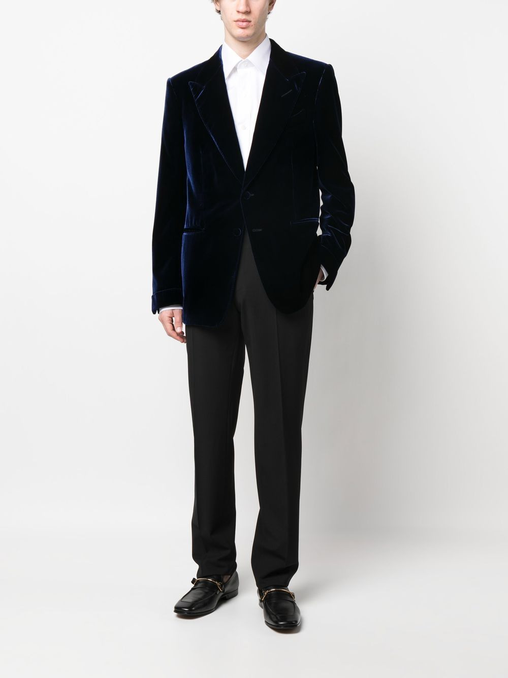 single-breasted velvet blazer - 2