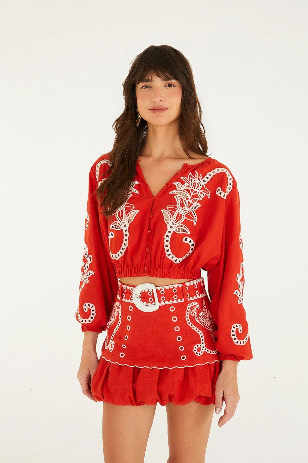 Red Richelieu Lenzing Ecovero Euroflax Blouse - 1