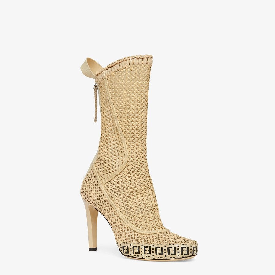 Beige raffia ankle boots - 2