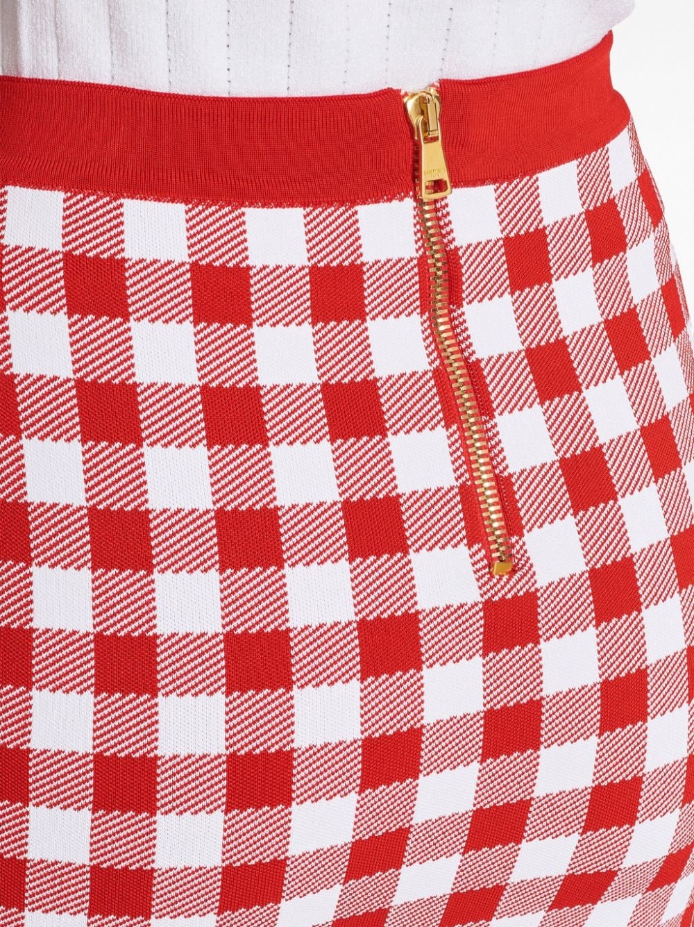 gingham fine-knit mini skirt - 6