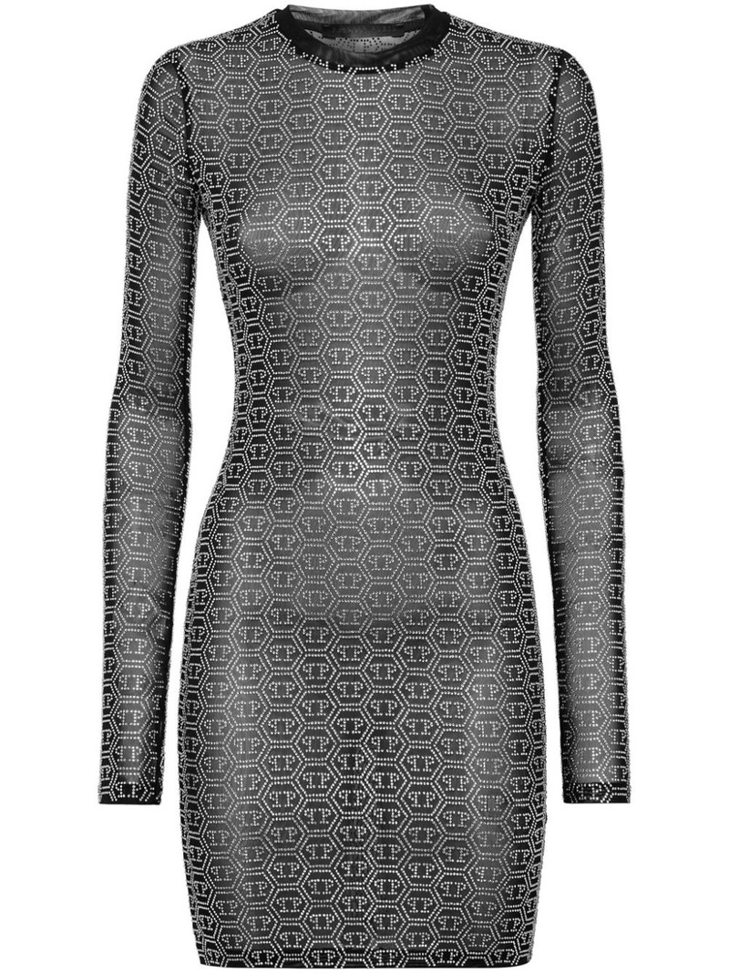 crystal-embellished mesh dress 1