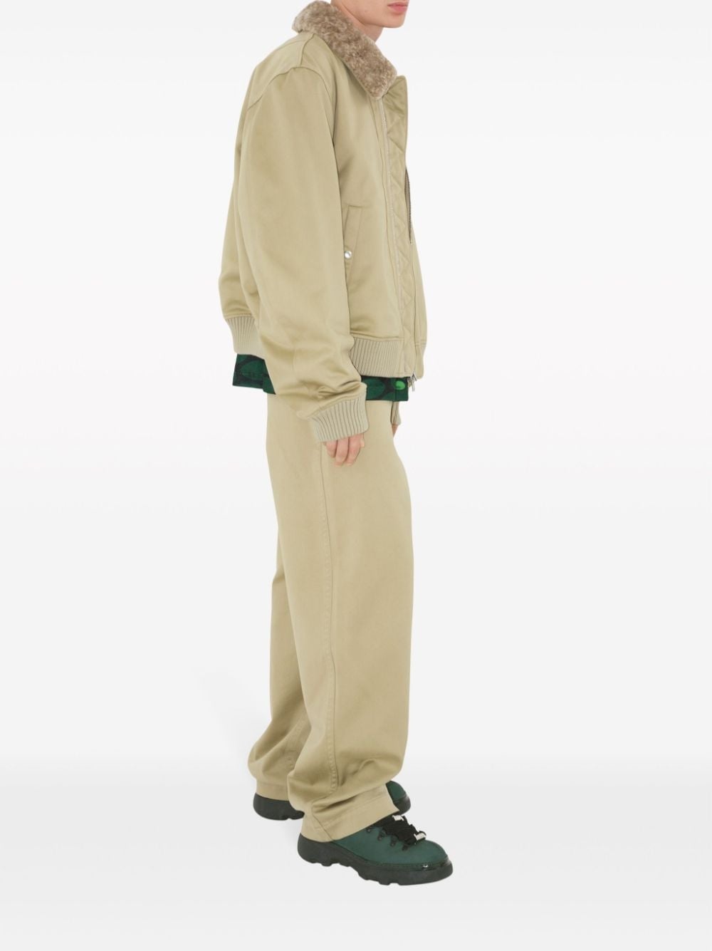 shearling-collar bomber jacket - 3