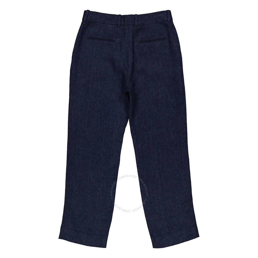 Chloe Ladies Deep Ocean Cropped Tailored Linen Pants - 6