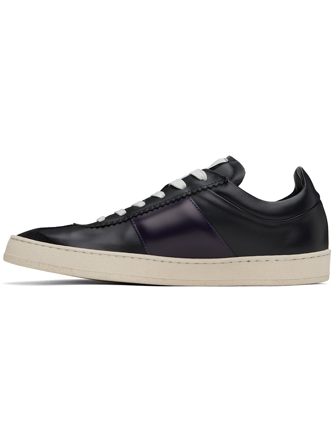 Black & Purple Leather Foley Sneakers - 3