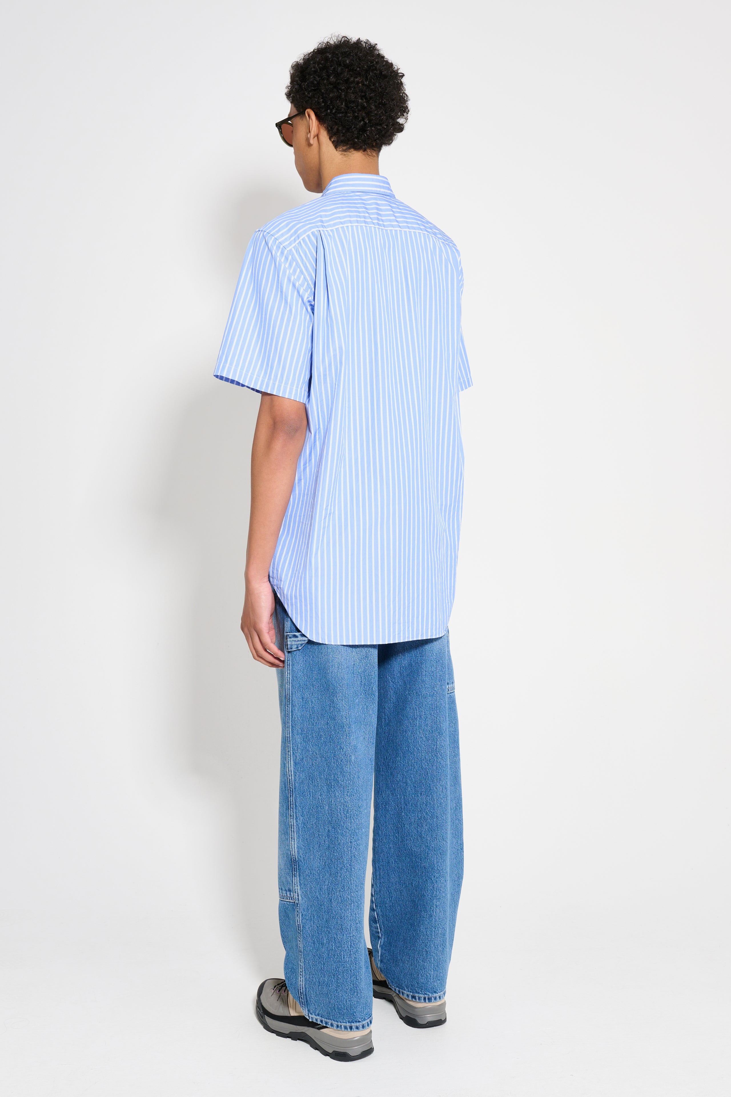 COMME DES GARÇONS PLAY SMALL HEART SHORT SLEEVE SHIRT STRIPE BLUE - 3