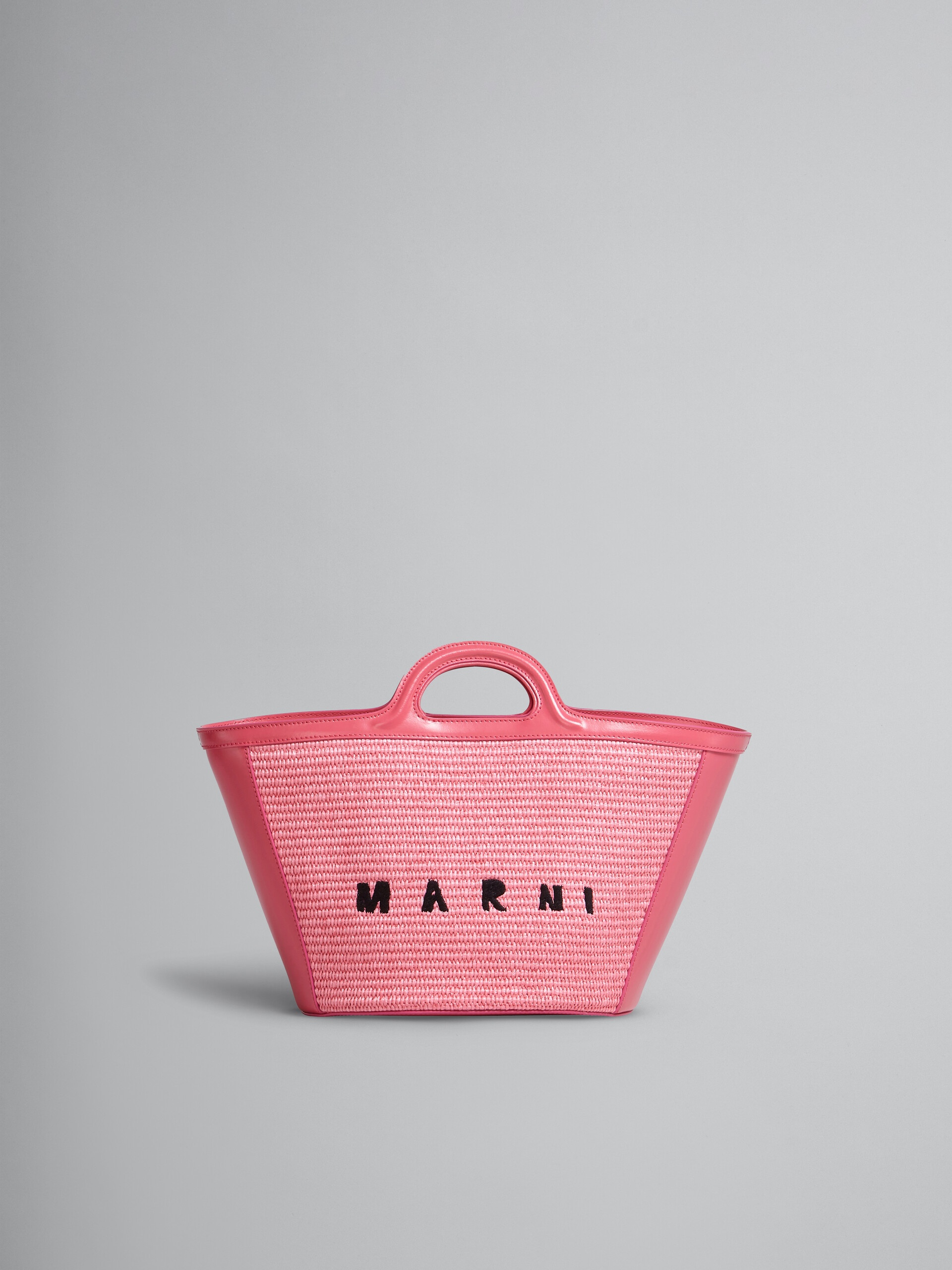 TROPICALIA SMALL BAG IN PINK LEATHER AND RAFFIA - 1