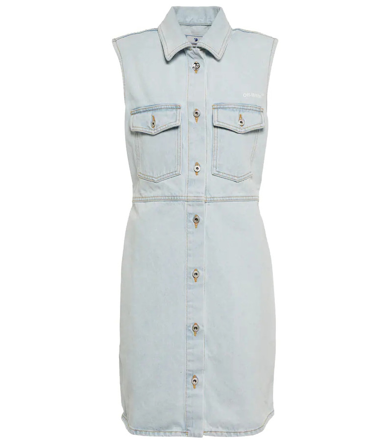 Diag cotton denim minidress 1