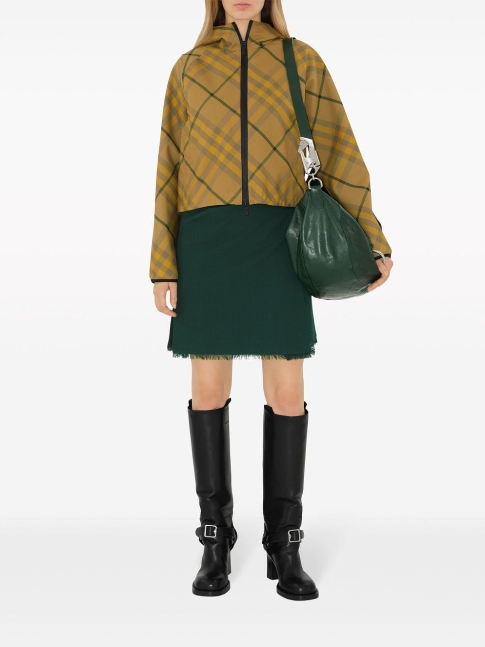 check-pattern zip-up jacket - 2
