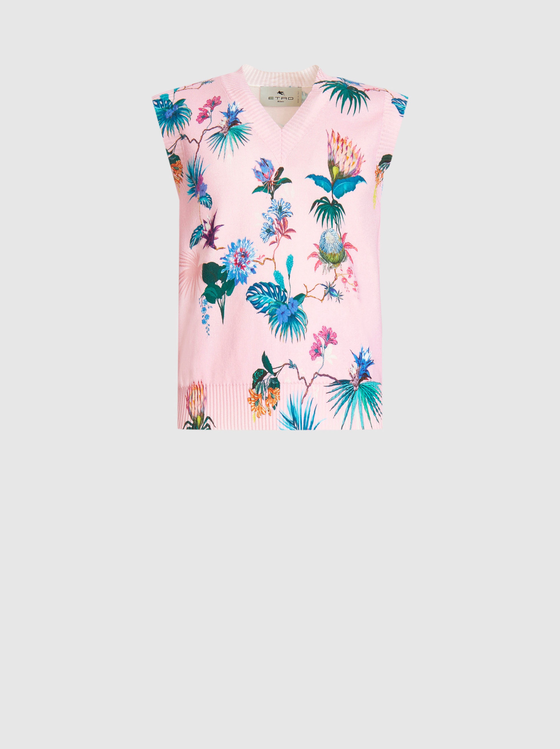 FLORAL JACQUARD KNITTED WAISTCOAT - 1